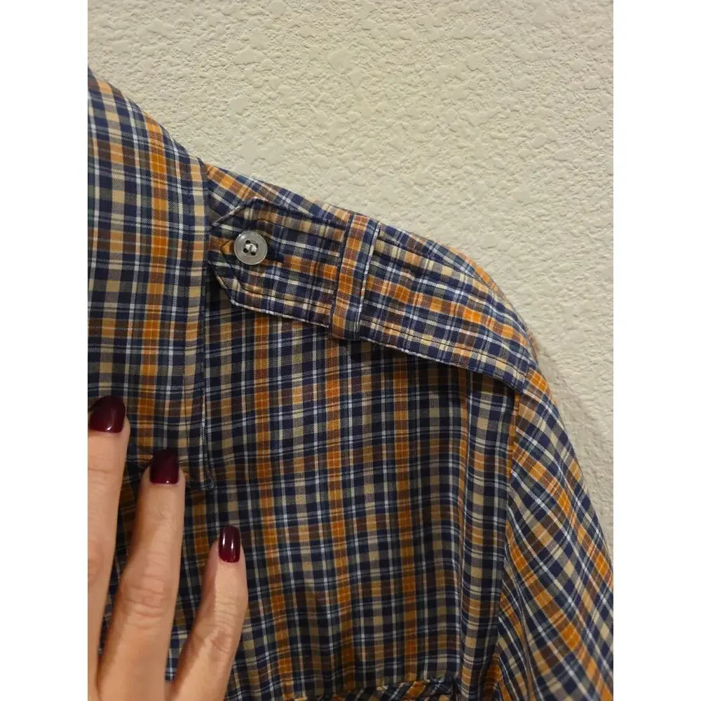 VTG 80s Cuomo Limited Edition Westernwear Blue Orange Plaid Shoulder Lapels Sz M